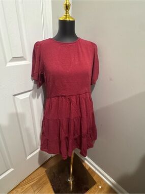 Abercrombie & Fitch Burgundy Tiered Babydoll Dress – Size Small